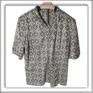 Tail Performance Short Sleeve Golf Tennis Top Shirt Brown Size Large Snap Front